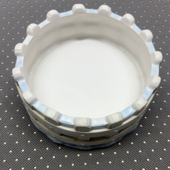 Vintage Yankee Candle Ceramic  Holder White Fence Farmhouse Decor - Picture 3 of 7